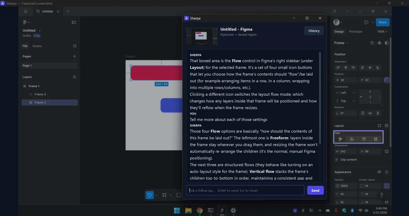 Sherpa explaining a control in Figma